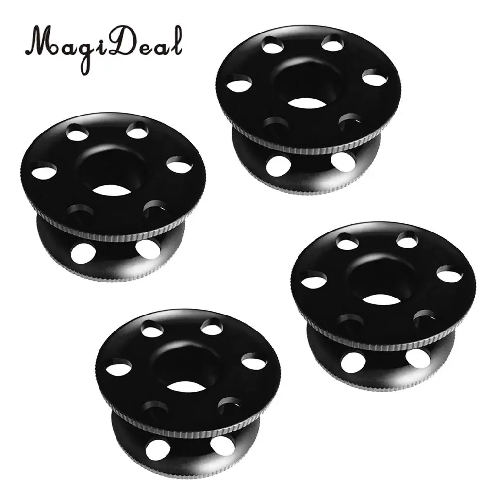 

MagiDeal 4 Pcs Lightweight Aluminum Alloy Compact Finger Spool Dive Reel Guide Line Spool for Technical Scuba Divers Black