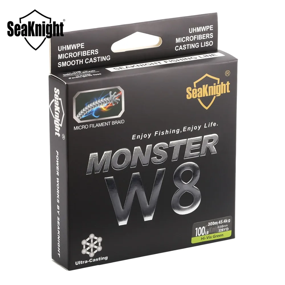 SeaKnight MONSTER W8 300 м 8 нитей плетеные рыболовные лески 20 до 100 фунтов 0,16 мм-0,50 мм прочная полиэтиленовая многонитевая плетеная леска