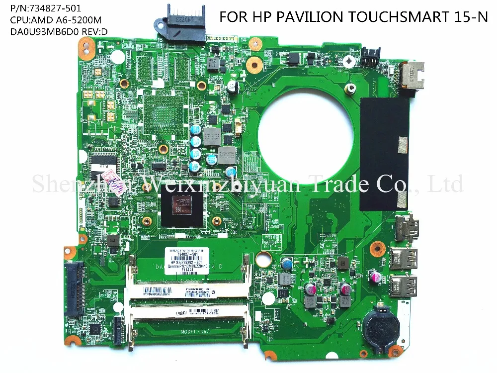 

For HP 15-N series 734827-001 734827-501 Laptop Motherboard A6-5200M CPU DA0U93MB6D0 100% tested