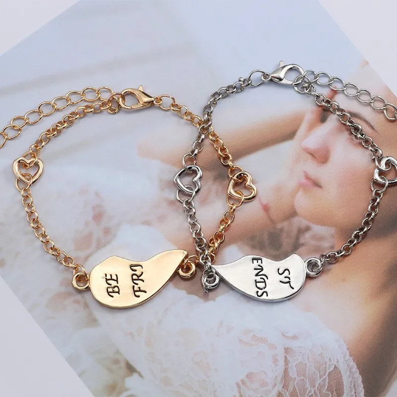 Charm 2 Pcs/Set Best Friends Bracelets For Women Girls Puzzle Heart Bangles Gold Silver Friendship Forever Bff Jewelry Gift 2019 - Image 3