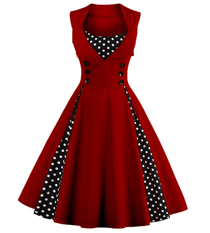 Винтажные платья в горошек 50s 60s Pin Up 5XL размера плюс женская одежда большие качели с цветочным рисунком рокабилли Ретро вечерние платья - Цвет: robe vestidos