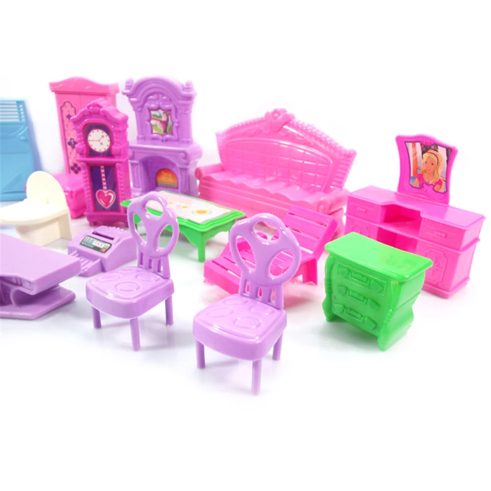 حار بيع نتظاهر اللعب اللعب هدية الكريسماس البلاستيك الأثاث مصغرة غرف ل دمية 22 قطعة/المجموعة 3D دمى منزل مجموعة الطفل الاطفال