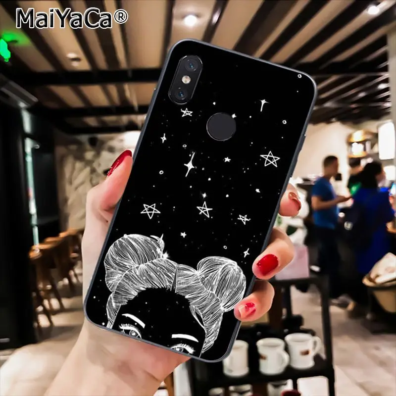 MaiYaCa черный с белой Луной и звездами космический астронавт PhoneCase для Xiaomi Redmi8 4X 6A S2 7A 6A Redmi 5 5Plus Note5 7 Note8Pro - Цвет: A13