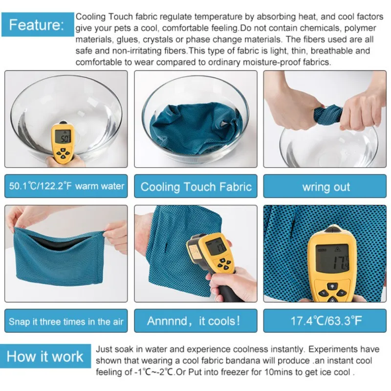 Ошейник для собак с мгновенным охлаждением, ошейник для собак, охлаждающий шарф, ошейники для защиты от солнечных лучей, охлаждающее полотенце для собак и щенков