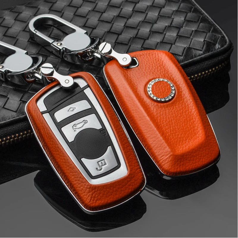 car key case cover shell fob holder for BMW 1 3 5 7 series x3 x4 F30 F10 F20 F18 118i 320i M3 M4 M5 key bag wallet key chain
