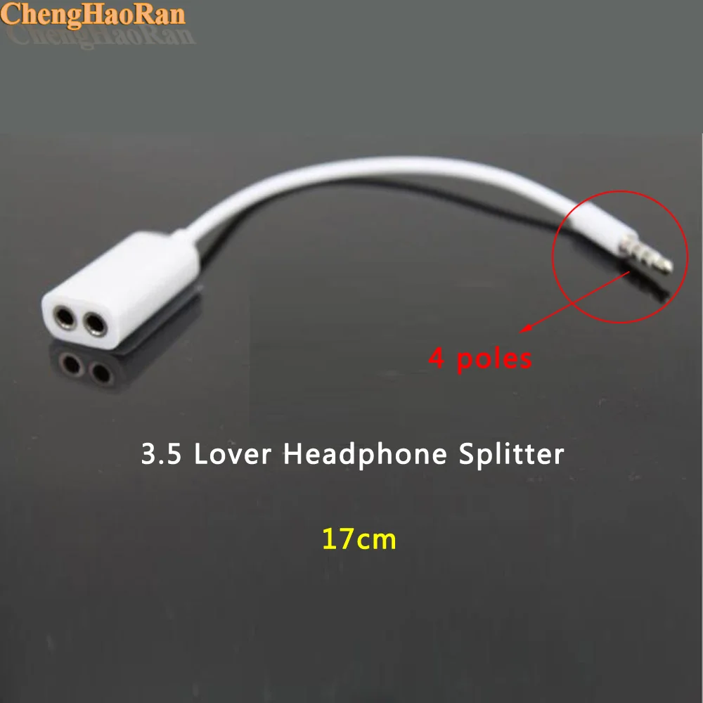 

ChengHaoRan 1pc 4 pole Audio Stereo Plug 3.5mm 1 Male to 2 Female Adapter Cable Spliter Connector headphone Spliter