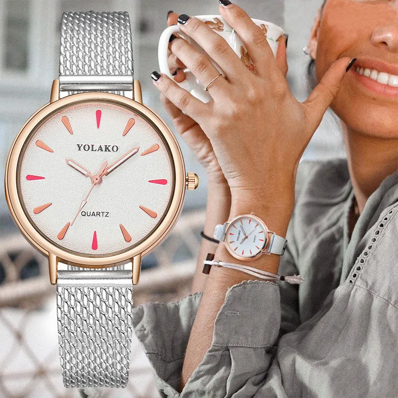 

Creative Women Rose Gold Mesh Strap Romantic Casual Quartz Watch Luxury Ladies Quartz Wife Clock Gift Relogio Feminino