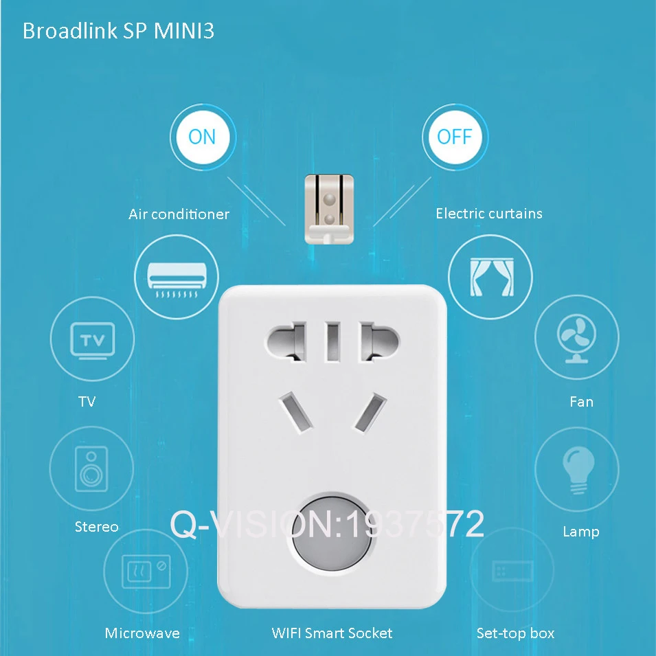 Broadlink SP Mini3,Smart Wifi Wireless Remote Control Socket,Power Supply Plug,Plug+Timer+Extender,Home Appliance Automation 10A