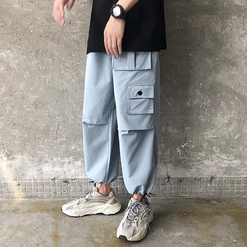 

2019 Men's Fashion Four Color Cotton Casual Pants Loose Trousers Active Elastic Hip Hop Style Joggers Sweatpants Big Size S-3XL