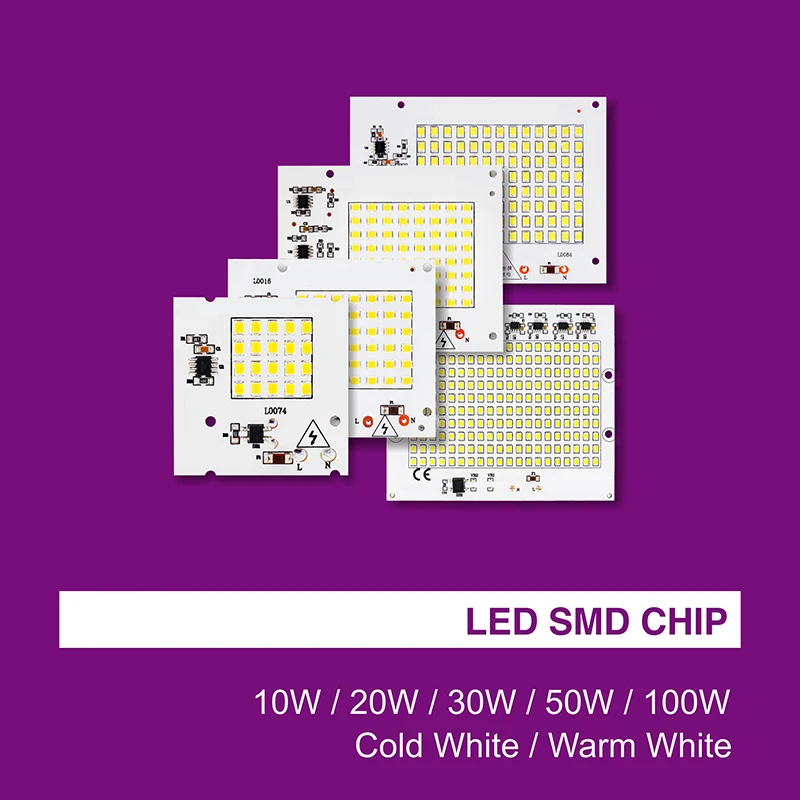 2 шт. без необходимости драйвера SMD светодиодный светильник светодиодный смарт-микросхема AC220V 10 Вт 20 Вт 30 Вт 50 Вт 100 Вт Холодный теплый белый напольный светильник для DIY прожектор светильник