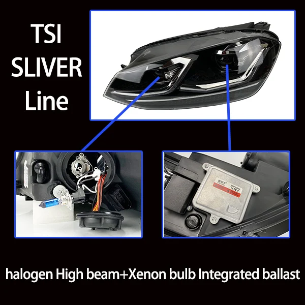 Автомобильный Стайлинг для Golf 7 фар 2013- Golf 7,5 дизайн светодиодный фонарь DRL динамический сигнал Hella 5 Биксеноновые линзы проектора Hid - Цвет: TSI OEM Xenon Haloge
