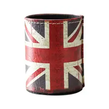 LINKWELL antiguo aspecto antiguo Vintage Union Jack UK bandera nacional de cuero PU lápiz titular de la pluma organizador de escritorio caja de almacenamiento