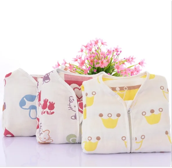 

Cotton Baby Envelope Sleeping Bag Muslin Cotton Comfortable Sleep Sack Children Kids Cute Cartoon Removable Long Sleeve Sleepbag