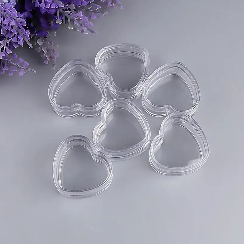10 pcs البسيطة البلاستيك القلب شكل فارغة التجميل الشفاه بلسم كريم وعاء جرة حاوية علب