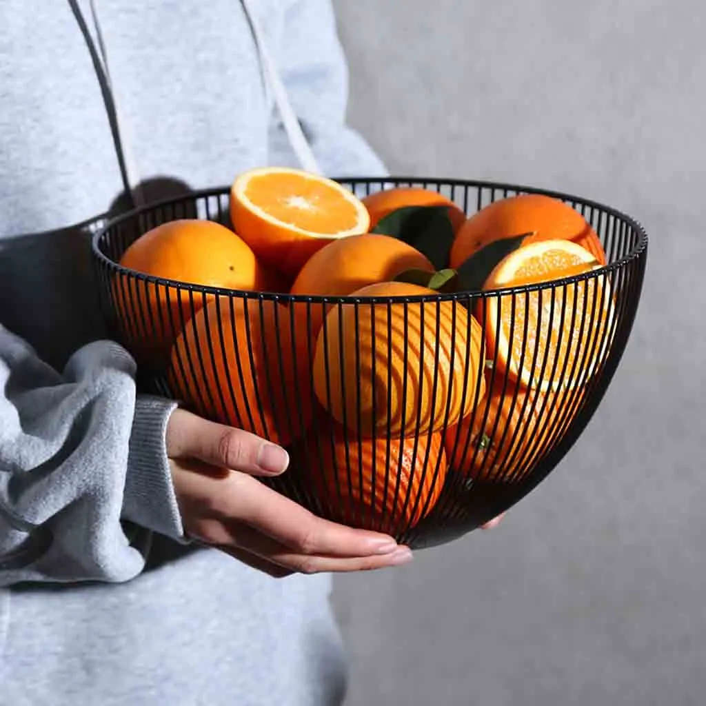 Fruit Basket Metal Wire Fruit Vegetable Snack Tray Bowl Basket Kitchen Storage Rack Holder Container Desktop Display