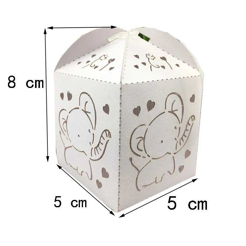 10 шт. слон лазерная резка полые каретки Сувениры Коробка подарок коробка сладостей с лентой детский душ Свадебные вечерние принадлежности