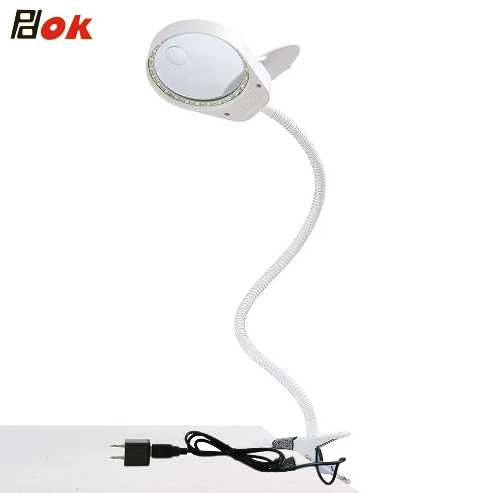 3x 10x Illuminated Reading Magnifier Lamp with Bendable Gooseneck Clip