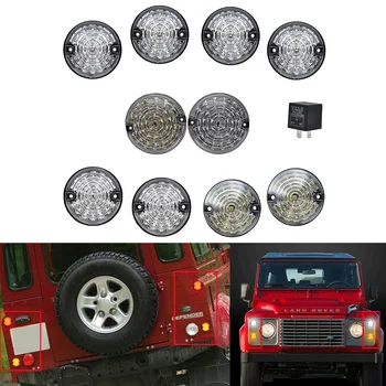 

10pcs Clear Front + Rear Fog Lamp Reversing Light Complete LED Defender Upgrade Kit For Land Rover Defender 1990-2016
