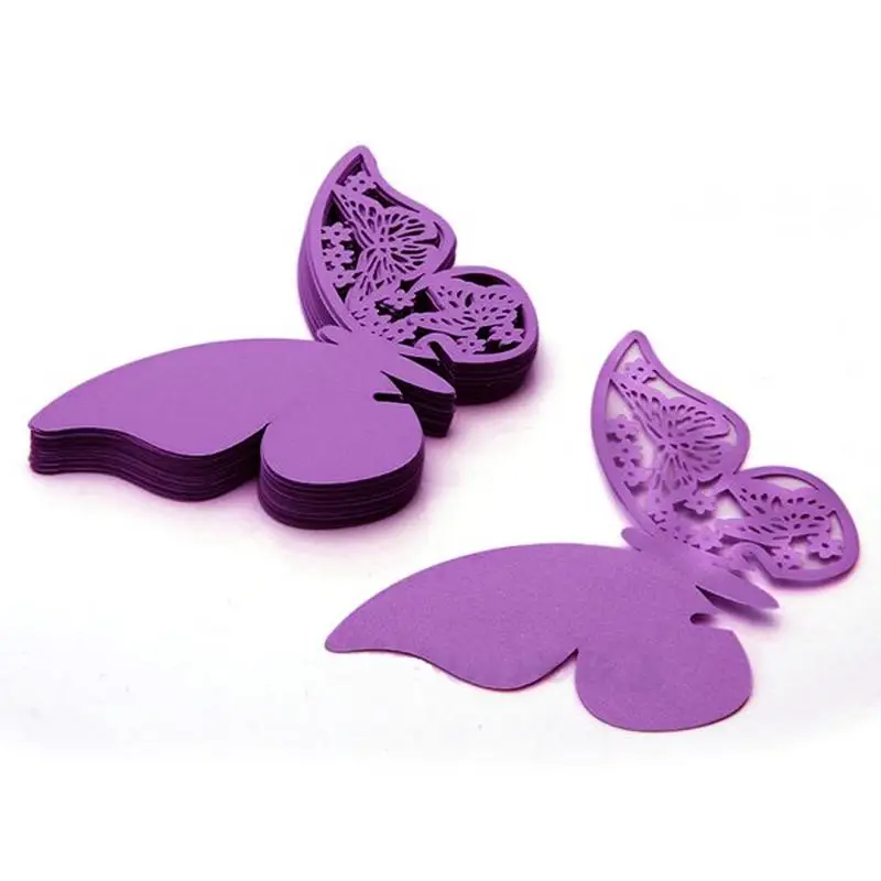 

50pcs Butterfly Wine Glass Card Escort Cup Card Table Name Number Place Card for Wedding Party Decorations Favors