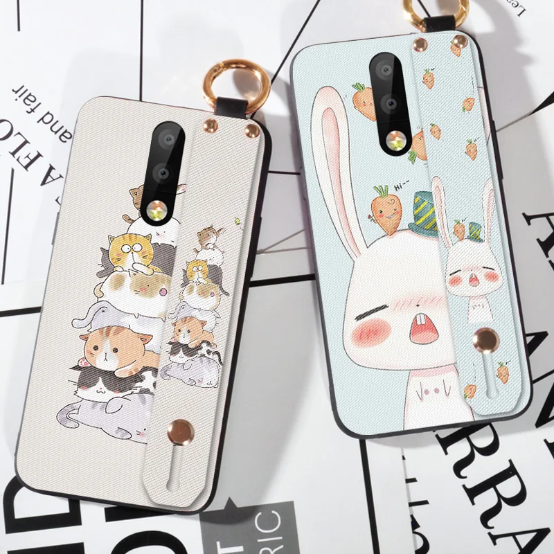 

Rabbit Wrist Strap Case For Nokia 5 6 7 X5 X6 X7 2018 8 9 PureView Animal Cute Cat cover For NOKIA 5.1 6.1 8.1 Plus Back Case