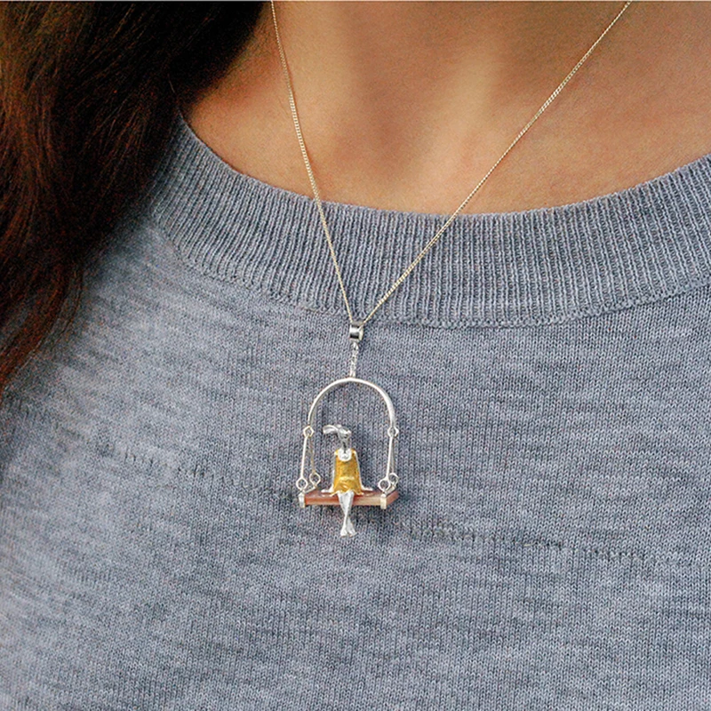 Lotus Fun Real 925 Sterling Silver Natural Mother of Pearl Handmade Fine Jewelry Miss Rabbit Pendant without Chain Acessorios