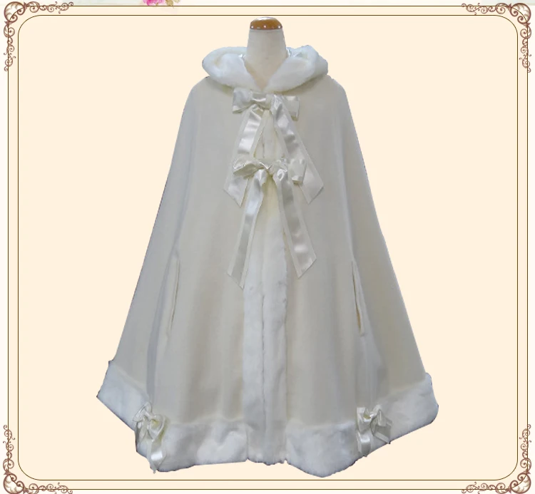 

Lolita Princess Dress New Long Style Hooded JP Lovely Sleeveless Cloak Overcoat Fashion Sweet Women Woolen Coat Free Shipping