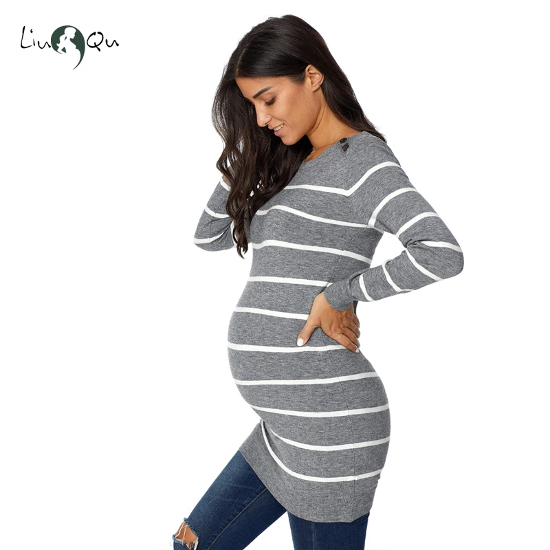

Winter Clothes Maternity Sweaters Knitting Striped Pregnant Sweater Pregnancy Knitted Worm Pregnant Sweater Pullover Coat Jacket