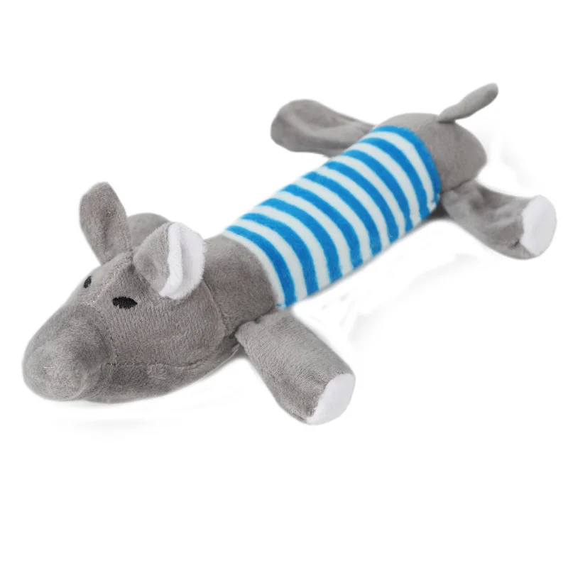 27cm Long Soft Plush Dog Toys Interactive Cartoon Duck Pig Elephant Pet Dog Squeak Toys - Цвет: Blue