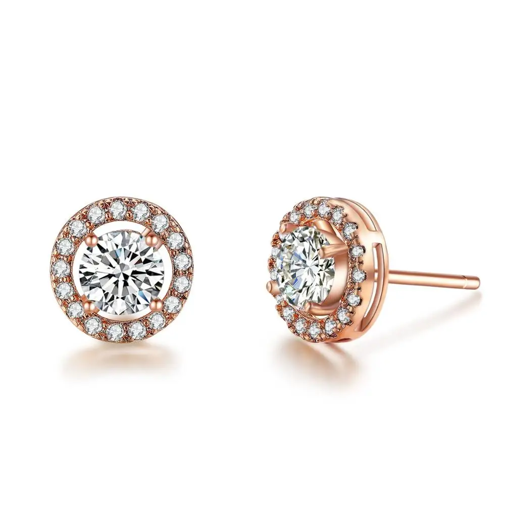 Round1 Rose Gold UMODE, серьги-гвоздики в форме груши, циркония, капли воды, для женщин, модные ювелирные изделия, Brincos Pendientes Mujer Moda Oorbellen AUE0026 - Окраска металла: Round1 Rose Gold