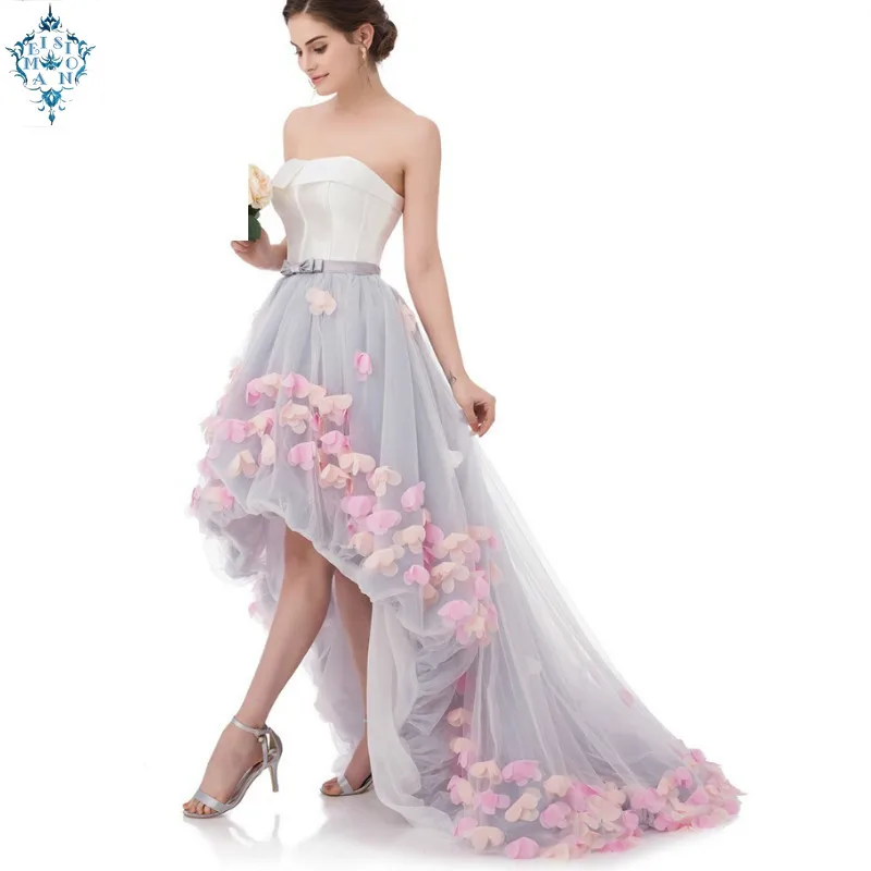 Ameision сексуальное без бретелек без рукавов короткое спереди длинное сзади кружевное цветочное вечернее платье невесты банкет Формальные