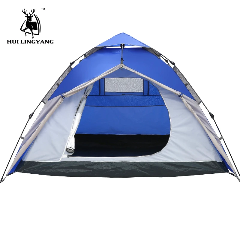 

3-4 Person Automatic Outdoor Tent Double Layer Camping Family Tents Hydraulic Waterproof Large Beach HikingTent 210*210*145cm