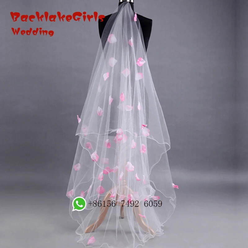 

Beautiful Wedding Veil Lace Bride White Applique Flower Tulle Long Bridal 2018 Veu De Noiva Veils