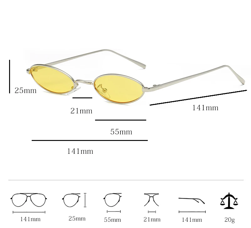 Маленькие овальные солнцезащитные очки для женщин, Ретро стиль, металлическая оправа, очки, модные, маленький размер, красные, желтые, прозрачные линзы, солнцезащитные очки,, новинка, UV400
