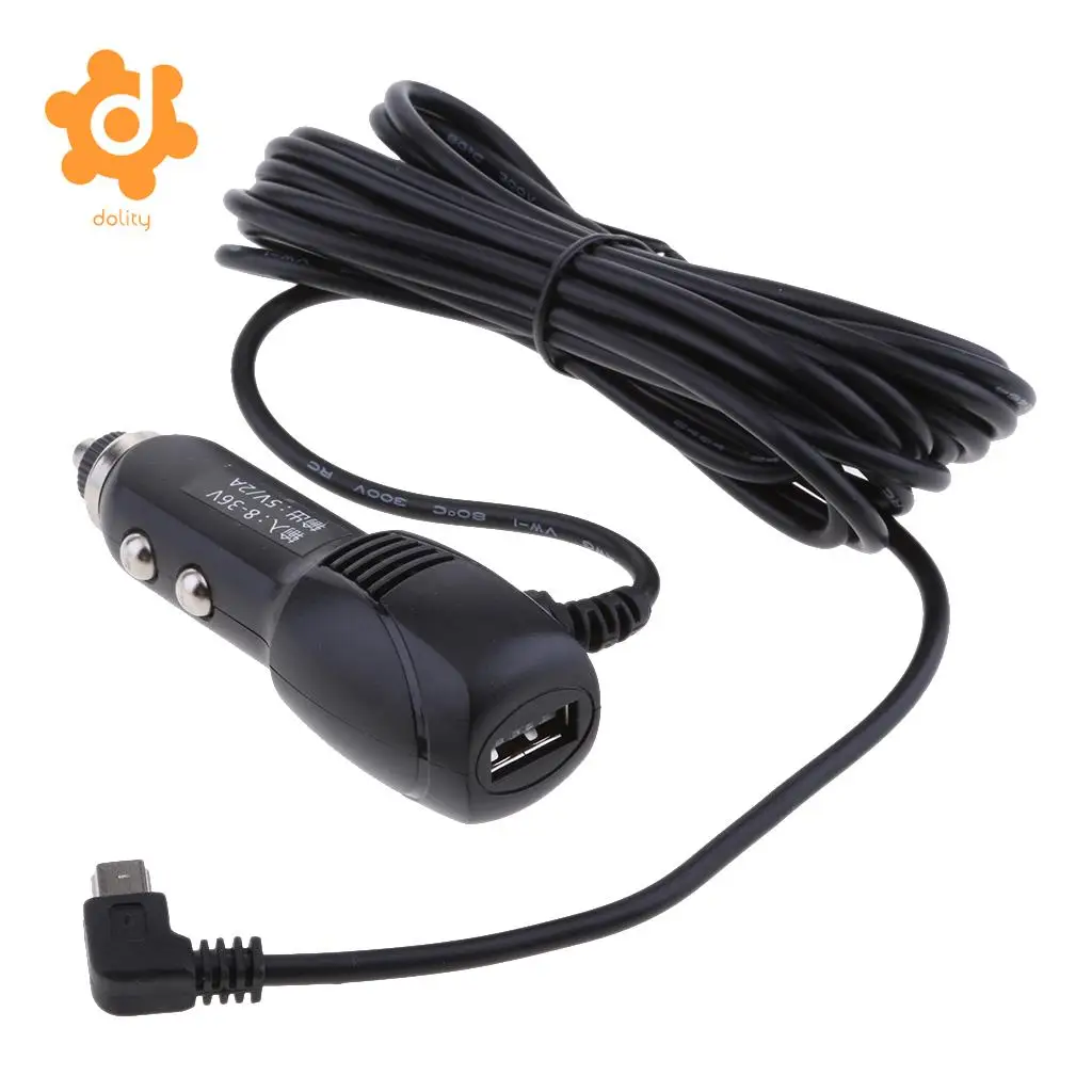 dolity DC8/36V to 5V2A Car Lighter Charger Quick Charge Mini USB Left Cable GPS DVR
