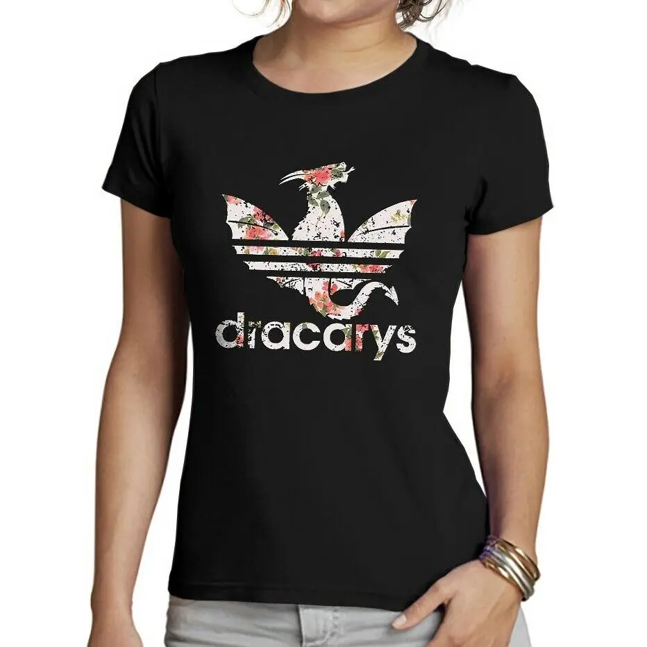 DRACARYS/футболка с изображением дракона и цветов футболка надписью GOT Game of thrones 8 для