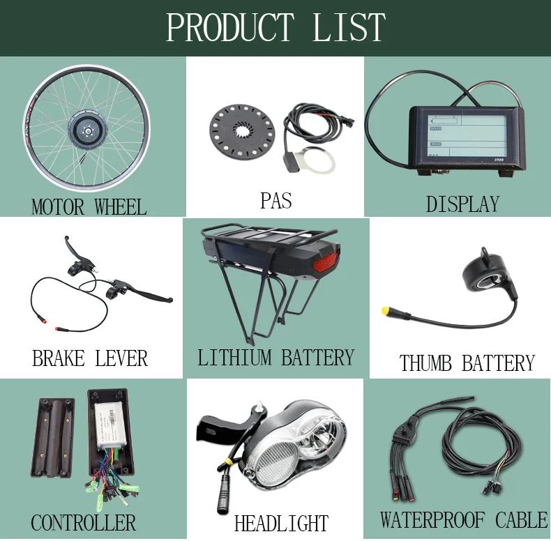 Perfect 48V500W Motor Wheel Electric Bike Kit  for 20" 26" 700C Hub Motor 48V Lithium Battery Ebike Kit LCD Display Electric Bicycle Kit 2