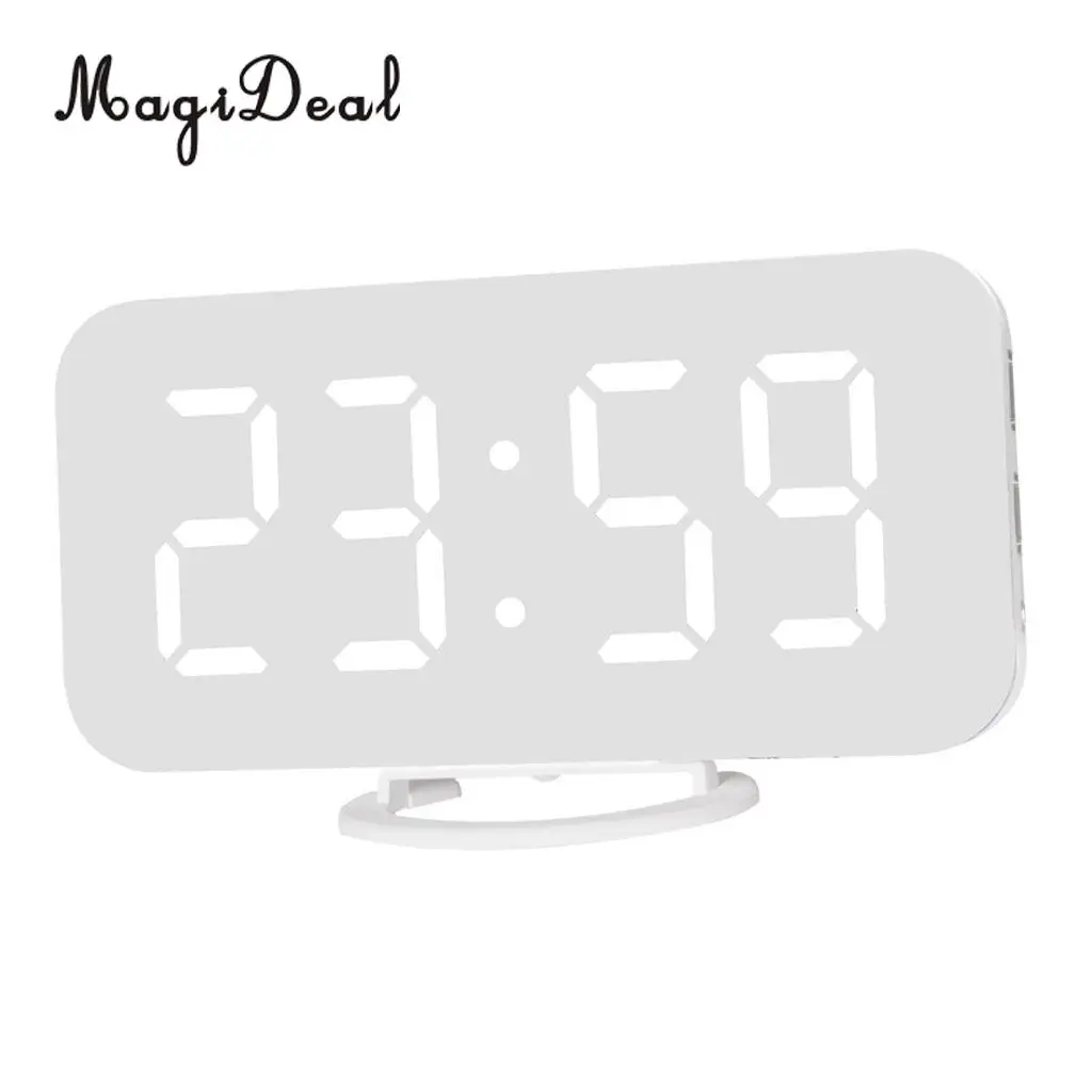 Phone Charging USB Alarm Clock Digital Clock with Large Easy-Read LED Display Diming Mode Snooze Function Mirror Surface