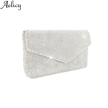 

Aelicy 2019 Fashion Women Pure Color Diamonds Cocktail Party Bag Chain Phone Evening Bag Women Tote Bags Womens Large Tote Bags