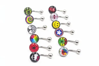 

Free shippment 50pcs Body Jewelry New Logos Navel Belly Rings Navel Button Bar Piercing Jewelry Mix