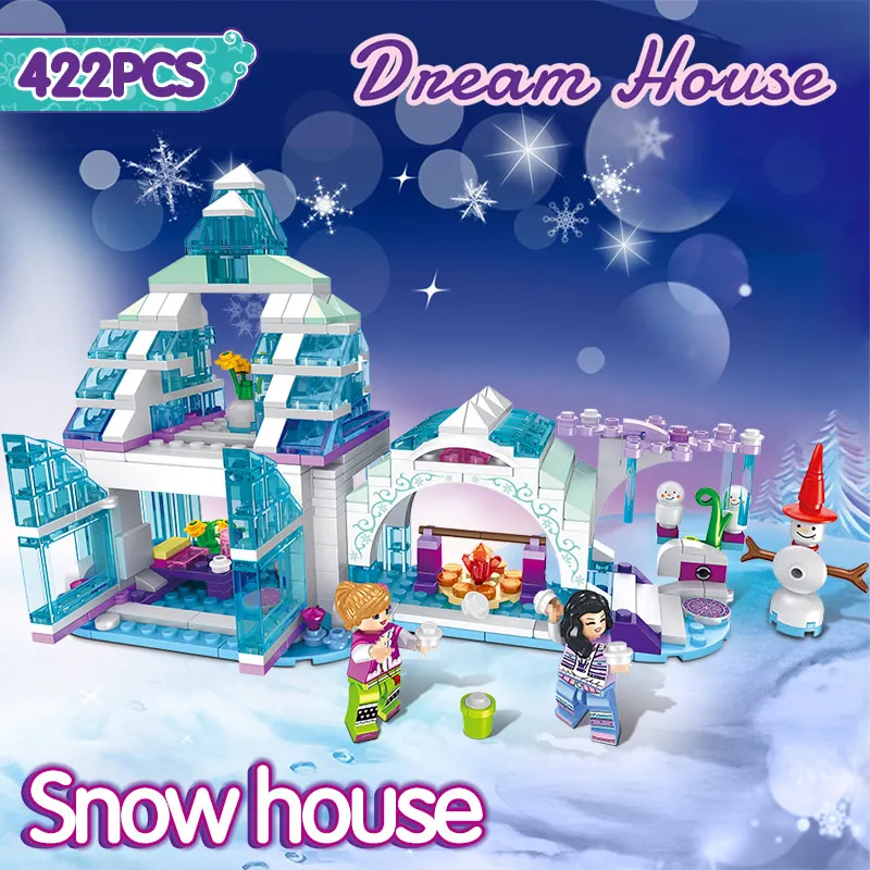 

New Technic Ice Princess Building Blocks LegoINGLYS Anime Character Series Snow House Snowman DIY Bricks Toys For Children