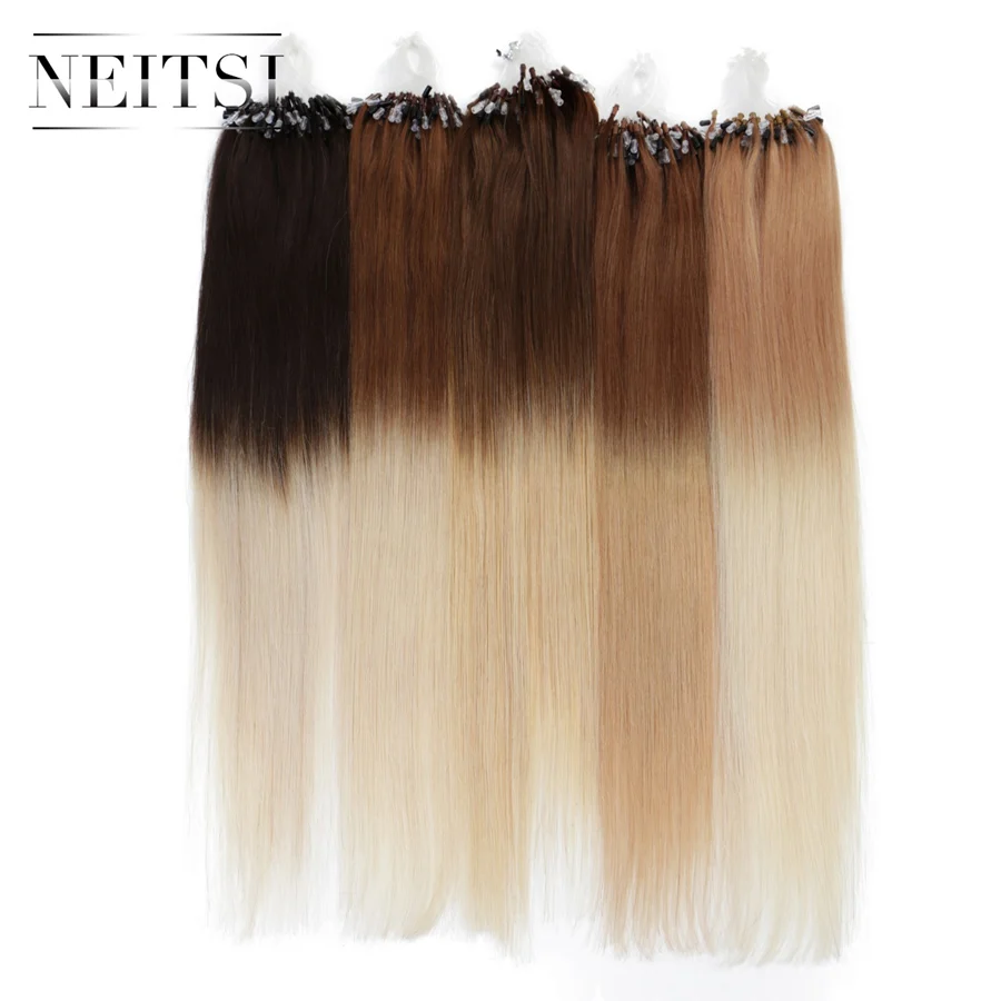 קנו תוספות שיער Neitsi Straight Ombre Brazilian Loop Micro Ring