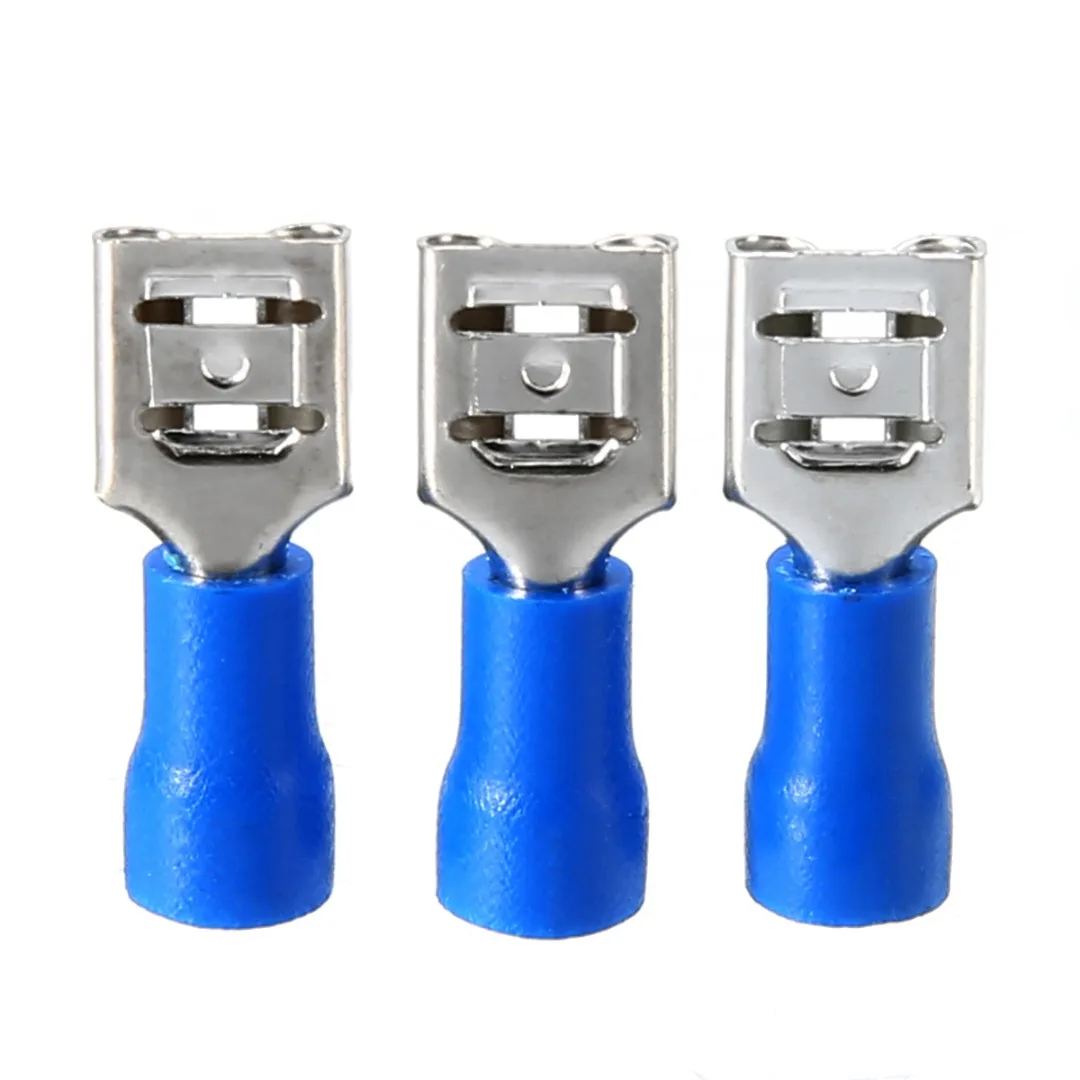 50pcs 1.5-2.5mm2 FDFD2-250 Female Spade Insulated Wire Crimp Connectors Terminals Set