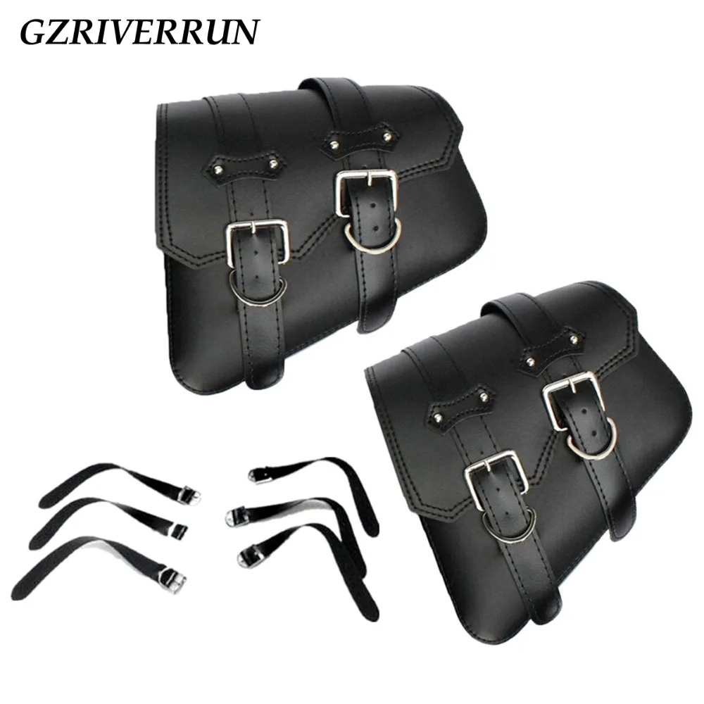 Gzriverrun ПУ кожа Saddlebag для Harley Davidson Sportster XL 883 1200 черный 2 шт. мотоциклетные Чемодан инструмент стороны сумка