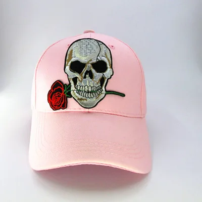 LDSLYJR хлопковая бейсбольная Кепка с вышивкой в виде розового черепа, Кепка в стиле хип-хоп, регулируемая бейсболка для мужчин и женщин 142