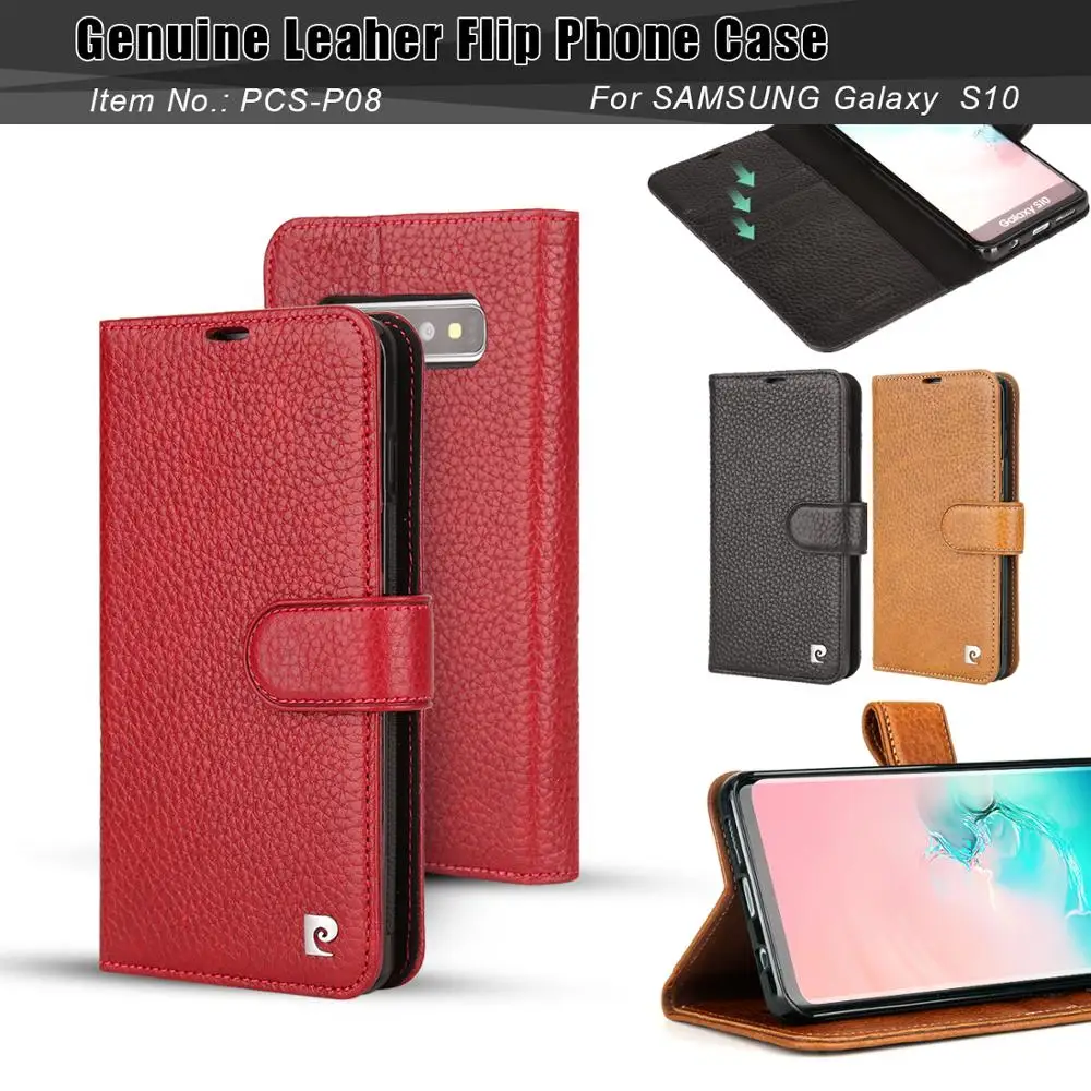 

For Samsung Galaxy S10 Plus S10 Phone Case Cover Pierre Cardin Classic Genuine Leather Stand Flip Card Free Shipping