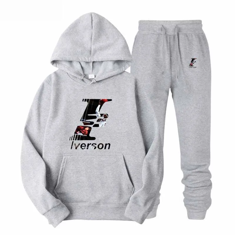 

2019 New Brand Tracksuit Fashion LVERSON Men Sportswear Two Piece Sets All Cotton Fleece Thick hoodie+Pants Sporting Suit Male