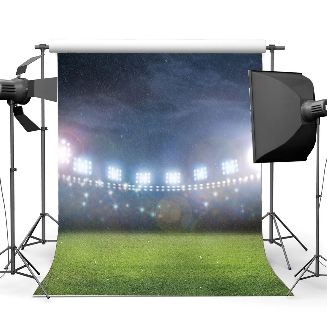 

Football Field Backdrop Indoor Stadium Stage Lights Raining Bokeh Glitter Sequins Sports Match School Photography Background