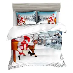 Рождественские 3d постельные принадлежности одеяло; пододеяльник комплект простыня наволочка