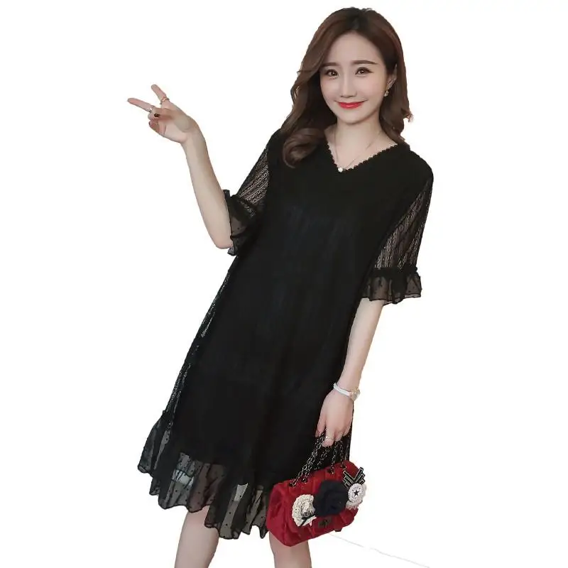 

2019 Fashion Summer Pregnancy Clothes Pregnant Woman Lace Hollow Out Nursing Dress Maternity Elegant Tulle Casual Dresses Q925