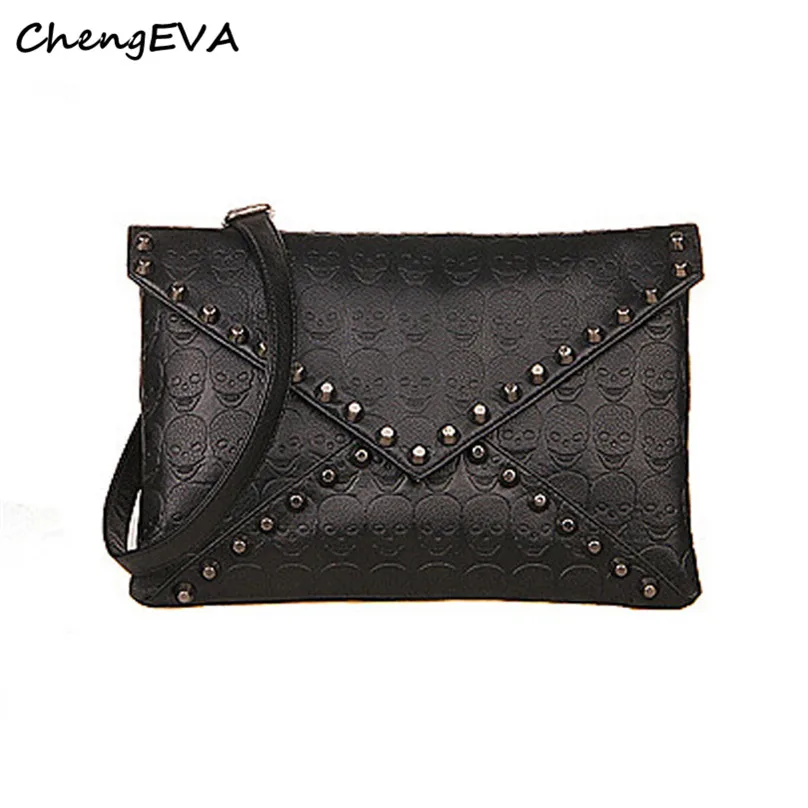 

Casual Hot Sale Attractive Women Skull Rivets Envelope Design Leather Crossbody Handbag Tote Bags Purse Dec 20
